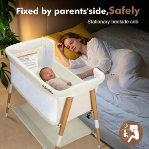 Set Culla da Comodino Brightbebe per Neonati, Lettino <span class=keywords><strong>Portatile</strong></span> con 4 Ruote Staccabili e Altezza Regolabile 0-12 Mesi - Product Image 6