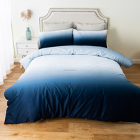 Bleu blanc dégradé chambre 100% coton couette housse de couette couette couvre-lit ensemble de literie avec taie d'oreiller 2 pièces