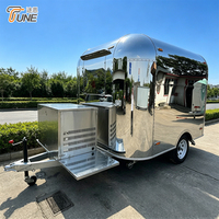 Camion de restauration de rue professionnel en acier inoxydable 304, finition chrome miroir, remorque de traiteur, kiosque
