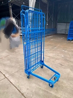 Chariot de manutention pliable robuste à 4 roues en acier pour entrepôt et logistique