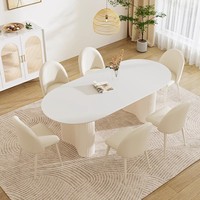 Ensemble de table à manger ovale blanche avec chaises pour la maison, le restaurant, l'hôtel, le café, le bureau, l'appartement, la cuisine, le salon