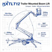HX Meilleures ventes Nacelle élévatrice télescopique hydraulique araignée remorquable avec nacelle rotative