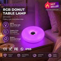 Nouvelle Arrivée Lampe de Bureau Donut pour Chambre à Coucher, Moderne et Minimaliste, Décorative, RVB 16 Couleurs, Intensité Réglable, Recharge USB, Commande Tactile, Lampe de Table