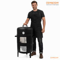 Barbecue Grill Extérieur Fumoir en Acier Inoxydable, Gril Commercial Rotatif au Charbon de Bois, Boîte à Fumoir Offset