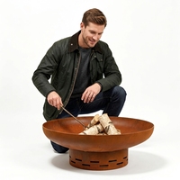 Brasero moderne en acier corten et acier inoxydable pour le chauffage extérieur du jardin, du patio et du camping