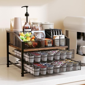 Organizzatore a 3 livelli con divisori rimovibili per <span class=keywords><strong>capsule</strong></span> K-Cup, cestello scorrevole per cialde di caffè, stazione bar da cucina per piano di lavoro - Product Image 1