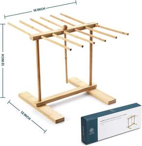 Stendino per <span class=keywords><strong>Pasta</strong></span> di bambù personalizzato con bacchetta di trasferimento e 12 barrette, facile da trasferire per l'essiccazione della <span class=keywords><strong>Pasta</strong></span>, la cottura e la preparazione dei pasti - Product Image 6