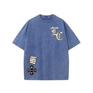 Camisetas de Punto para Hombre, Retro, Estampadas, Lavadas al Ácido, 100% Algodón, Estilo Urbano, Hip Hop, Manga Corta, Corte Holgado, Antiarrugas, Secado Rápido - Product Image 2