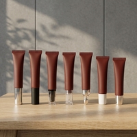 Tube de brillant à lèvres de luxe élégant SUNSHINE Packaging 15ml bordeaux chocolat, tube vide en plastique personnalisable avec logo par sérigraphie