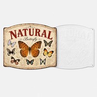 Plaque Métallique Vintage Papillon Histoire Naturelle, Décoration Murale Botanique Cottagecore pour Jardin, Plaque Métallique Embossée – Fabricant