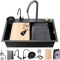 Offres de Offres Spéciales Black friday Cascade à large bouche Robinets de lavabo dissimulés Éviers de cuisine en acier inoxydable