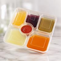 Plateau alimentaire multi-compartiments avec couvercle, en PP transparent, boîte jetable à 6 sections, sans BPA, compatible micro-ondes, pour plateaux de collations et bento