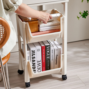 Chariot de rangement simple pour la maison, 4 niveaux, organisateur de bureau mobile, type rectangulaire sur pied, nettoyage facile, multi-usage, rotatif - Product Image 1