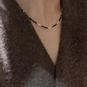 Collares de Plata de Ley S925 para Mujer, Versátiles, con Colgante de Gota de Esmalte Color Chocolate, Estilo Caramelo, con Cuentas - Product Image 3