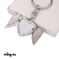 Porte-clés, médaillon de Photo magique, thème amour, 3d, Sublimation, ailes d'ange