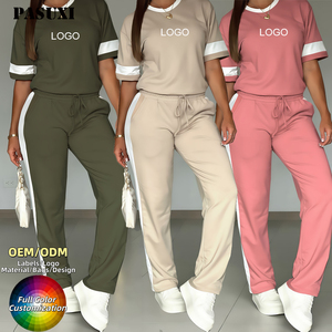 Conjunto Casual de Dos Piezas para <span class=keywords><strong>Mujer</strong></span> PASUXI Verano 2026, <span class=keywords><strong>Camisa</strong></span> Corta con Botones de <span class=keywords><strong>Manga</strong></span> Corta <span class=keywords><strong>y</strong></span> Pantalones Largos Anchos - Product Image 1