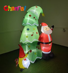 Papá Noel inflable <span class=keywords><strong>de</strong></span> Navidad <span class=keywords><strong>de</strong></span> 8 pies con árboles <span class=keywords><strong>de</strong></span> Navidad, luces LED integradas que explotan la decoración navideña del patio del jardín <span class=keywords><strong>al</strong></span> aire libre - Product Image 6