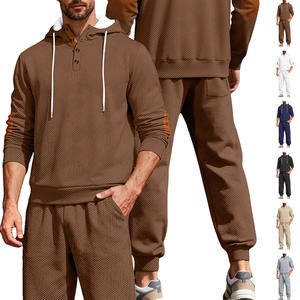 ชุดเสื้อฮู้ดผู้ชายแบบครอสบอร์เดอร์ สำหรับฤดูใบไม้ร่วงและฤดูหนาว ชุดลำลองถักนิตติ้งลายแจ็คการ์ด ชุดสองชิ้นสำหรับใส่ในชีวิตประจำวัน - Product Image 5