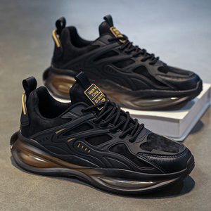 Zapatillas Deportivas para Hombre, para Todas las Temporadas, de Corte Bajo, para Correr, con Detalles en Negro y Dorado, Cómodas, con Cordones, Suela de Goma Resistente y Antideslizante - Product Image 4
