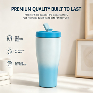 Vaso Deportivo con Pajita de 600 ml, Antiderrames, Resistente a los Arañazos, de Acero Inoxidable con Recubrimiento en Polvo, para Gimnasio, Senderismo, Viajes al Aire Libre - Product Image 4