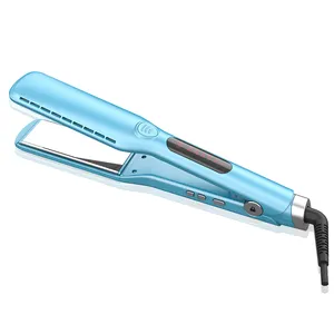ULELAY 2024 New 2 In 1 Hair Straightener Unique Blue Professional Titanium Flat Iron With Widen 3D Floating Panel