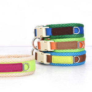 Aanpasbare Luxe Kraag Voor Huisdieren Intrekbaar Gaas Met Solide Patroon In Modekleuren Premium Dikke Grote Hondenhalsbanden - Product Image 3