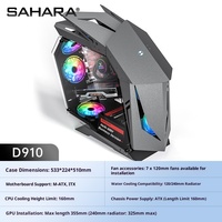 Sahara Beast D910M Gaming Full Tower Coque d'ordinateur en verre ATX entièrement transparente