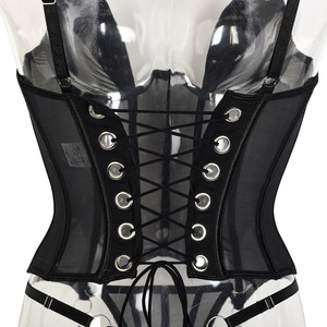 Nouvel ensemble de lingerie corset en maille transparente pour le modelage du corps, <span class=keywords><strong>soutien</strong></span>-<span class=keywords><strong>gorge</strong></span> dos nu sexy et string bondage - Product Image 6