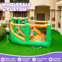 Château gonflable double toboggan Doctor Dolphin, nouveau design, avec zone d'escalade et de saut, gonflable souple pour 4 personnes, idéal pour les fêtes d'enfants, 450W Air