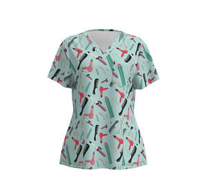 Uniformi di stampa femminile poliestere Spandex uniformi ospedaliere infermiere medico stampa top stampato scrub top - Product Image 4