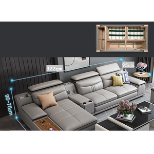 Mikrofaser-Leder Gefülltes Kombinations-<span class=keywords><strong>L</strong></span>-förmiges <span class=keywords><strong>Sofa</strong></span> mit Verstecktem Stauraum Modernes Minimalistisches Design für Große Apartment-Wohnzimmer - Product Image 2