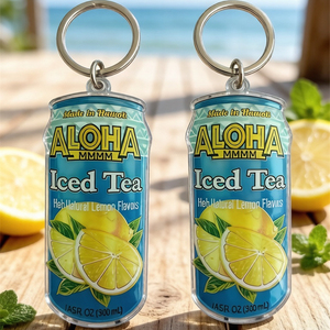 <span class=keywords><strong>Wow</strong></span> Sheila, Llavero Hawaiano Bonito con Diseño de Bebidas de Té Helado, Pinzas para el Cabello de Verano, Colgante de Acetato Hawaiano para Bolso, Mosquetón - Product Image 3