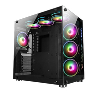 Boîtier de PC transparent AntarcChill en verre avec ventilateur RGB et bande RGB et verre trempé, boîtier de PC rétro en plastique ATX