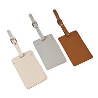 Porte-étiquette à bagages en cuir PU marron solide, étiquette à bagages portable, nom du bagage, sac rectangulaire, couverture en papier pour signature, sac à main, portefeuille, pochette