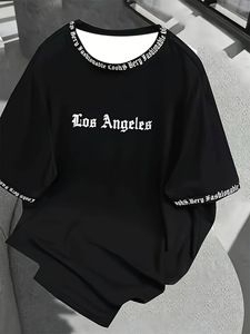 Camiseta Moderna 2026 con Estampado de Letras de <span class=keywords><strong>Los</strong></span> Ángeles, Cuello Redondo, Suave y Transpirable, Manga Corta, Informal de Verano para Hombre - Product Image 4