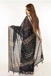 Sari traditionnel en coton avec broderie dorée fine, tenue ethnique indienne classique pour mariages, festivals, événements familiaux et grandes occasions - Product Image 2