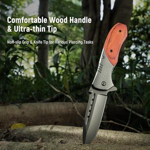 3.46 के साथ kexmo पुरुषों की जेब चाकू से "तेज एडीसी ब्लेड लकड़ी हैंडल तह क्लिप ग्लास ब्रेकर" - Product Image 6