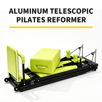 Lit de Pilates Rétractable en Alliage d'Aluminium avec Roues Mobiles pour Entraînement de Core, Yoga et Gymnastique à Domicile