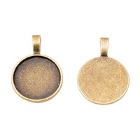 Pendentif rond à bordure en bronze antique en alliage de zinc pour bijoux à fleurs pressées