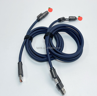 Kabel Pengisian Daya Cepat Tipe-C BJC 48H 240W Biru Dongker 4-in-1 Multi-Port Flash Charge Konduktor Tembaga Murni USB a untuk iPhone