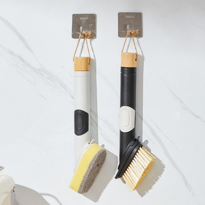 Dishwashing Brush With Long <b>Handle</b> Soap Dispenser Kitchen Cleaning Tool <b>Sponge</b> Bristle For Dishware - Product Image 1