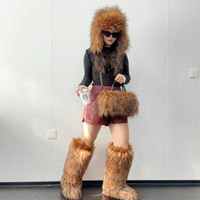 Bottes de neige chaudes et tendance pour filles, en fourrure, grandes tailles, bout rond, pour femmes, hauteur genou, en fourrure, pour l'extérieur - Vente chaude
