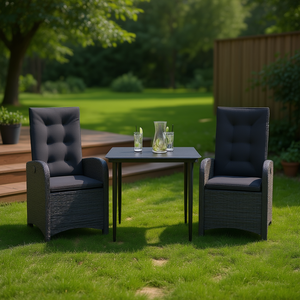 Conjunto de Comedor de Jardín de Ratán Gris Oscuro para 2 Personas, Muebles de Exterior Resistentes a la Intemperie, Diseño Contemporáneo - Product Image 2