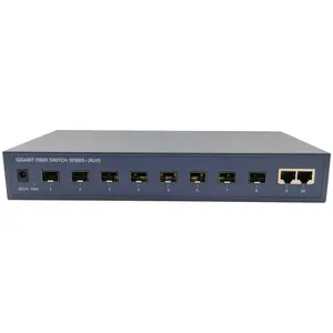Ethernet Aggregation Switch 8-10/100/1000M Fiber Optical With 2 Gigabit RJ45 Uplink DeskTop Ethernet Switch