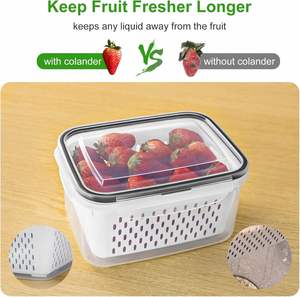 Tapa para Refrigerador, Material PP Ecológico, Contenedor Duradero para Almacenamiento de Alimentos, Cesta de Drenaje Desmontable, Estilo Americano - Product Image 3