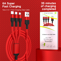 Kabel Micro USB Tipe-C Nylon Kepang 1 Meter, Pengisi Daya Cepat 3 in 1 untuk Ponsel, Laris Terjual