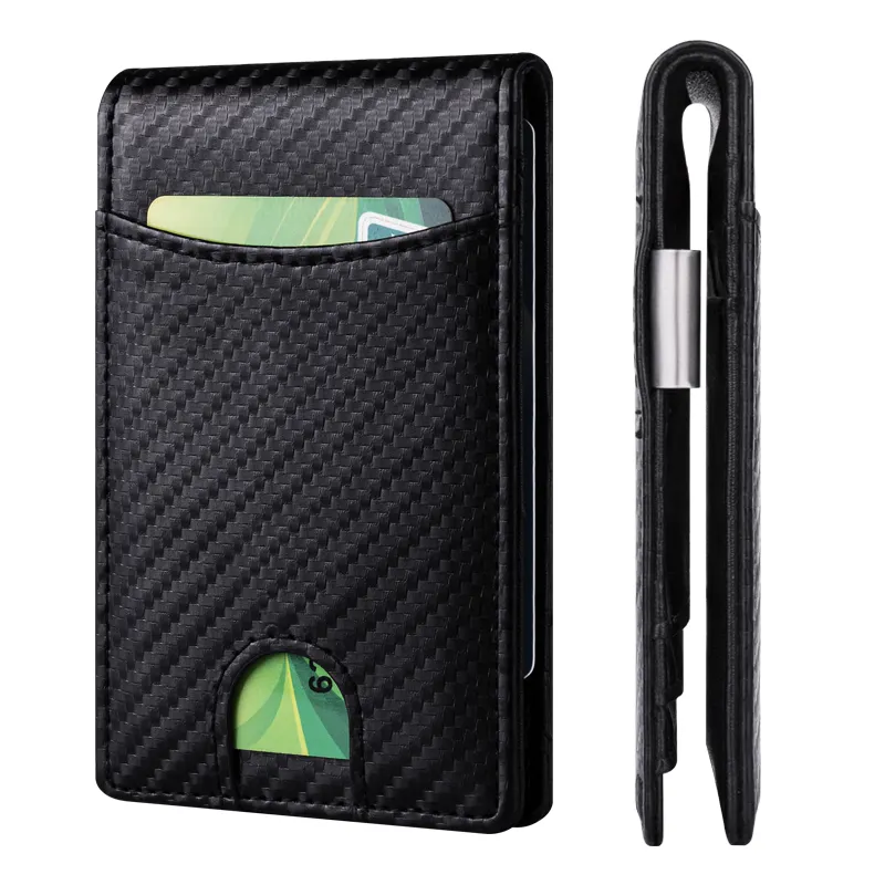Benutzer definierte Herren Geldsack Front tasche RFID Barriere Kohle faser Geldbörse Herren einfache Brieftasche