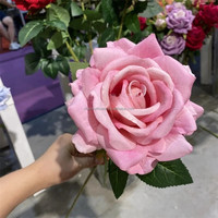 CM-TH883 Grande Tête Rose en Velours Artificielle Rouge et Rose pour la Décoration Intérieure