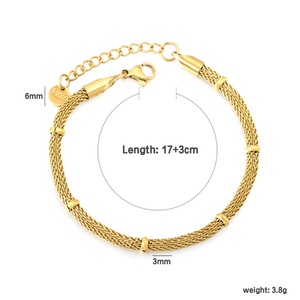 Bracelet en maille texturée en acier inoxydable plaqué or 18 carats 2026, style minimaliste et épais, pour femme - Product Image 2
