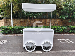 รถเข็นขายกาแฟแบบเข็นมือ Etodevice รถเข็นขายไอศกรีมขนาดเล็ก ตู้แช่แข็งแสดงสินค้าเจลาโต้สำหรับขาย - Product Image 2